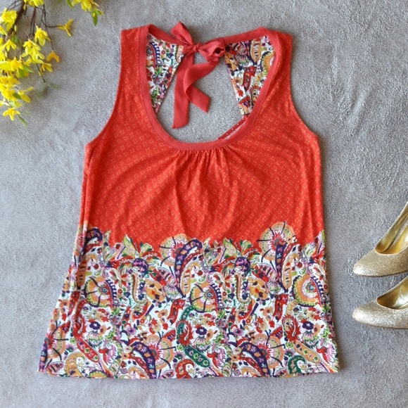 Anthropologie Tops - Anthro Akemi+Kin Floral Coral Red Tank Top Shirt